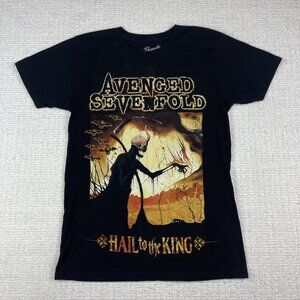 Y2K Avenged Sevenfold “Hail To The King” Grim Reaper Print 2014 Black Shirt Sz S
